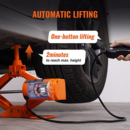 VEVOR Electric Car Jack, 3 Tons /6600 lbs 12V Electric Scissor Jack with Electric Impact Wrench, Double Saddles with Remote Control, Portable Car Jack for Sedan, SUV, Truck Tire Change Replacement