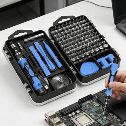 115-in-1 Precision Screwdriver Sets, Multiple Repair Tool Kit with Cluch Head and Bits Non Slip Handle and Tweezers for Electronics, Watch, Glasses, Automotive Maintenance, Blue - color: Blue