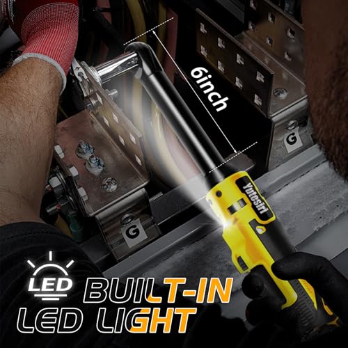 3/8" Cordless Extended Ratchet Wrench Compatible with Dewalt 20V Battery,Brushless Electric Ratchet Wrench Set with Variable Speed,8Pcs Sockets，1/4" Adapter & 6" Extension Bar (Tool Only)