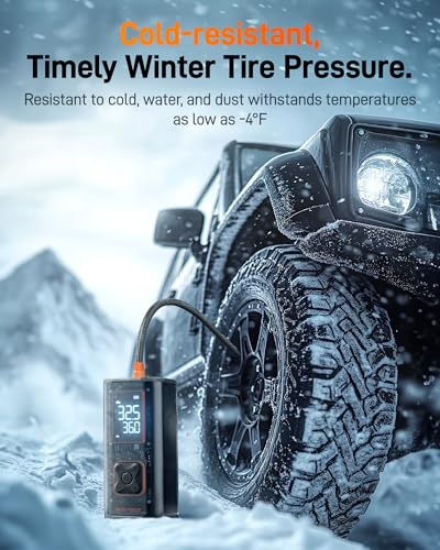 WOLFBOX 150PSI Heavy Duty Tire Inflator Portable Air Compressor,Double- cylinder 45LPM Fast Air Pump for Car Tires,3.5'' LED Display,20'' Hose,Air Compressor for Car,Pickup Truck,Bike