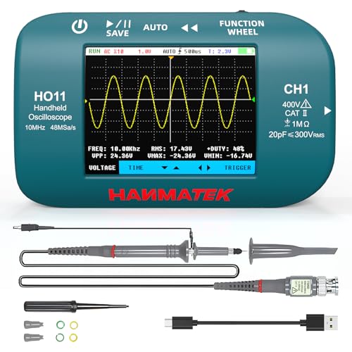 HANMATEK HO11 Handheld Digital Oscilloscope - 10MHz Bandwidth, 48MSa/s High-Precision Sampling, 2.8" TFT Display, USB Rechargeable, Advanced Trigger System, Portable for Fieldwork - style: Professional 10 Mhz