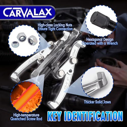 CARVALAX Gear Puller Set, Reversible 2 & 3-Jaw Puller Set, CR-V Steel 3" 4" 6" 8" Bearing Puller Kit (24pc) for Gear, Bearing, Pulley and Flywheel, Puller Tool with Black Carry Box - size: 3" 4" 6" 8"