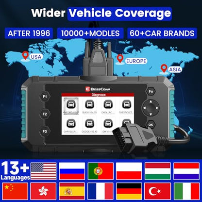 2026 BOSSCOMM IFIX435 All Systems OBD2 Scanner Diagnostic Tool,ABS SRS(Airbag) Transmission Engine Code Reader Diagnostic Scanner for Cars with Auto VIN, Easy to Use, Lifetime Free Update，EN/ES Ver
