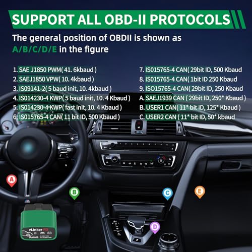 VGATE vLinker FD Bluetooth OBD2 Scanner Diagnostic Tool, Car Code Readers & Scan Tools for Android & Windows (Not iOS), Wireless OBD2 Adapter Auto All System Diagnostic to Check Engine Light - size: vLinker FD+ BT3.0 (FD BT3.0) Android & Windows
