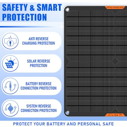 20 Watt 12 V Solar Car Battery Charger & Maintainer | Portable Solar Panel Trickle Chargerr for Car, Boat, Automotive,RV - size: 20W