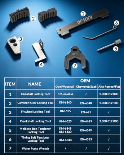 8pcs Engine Camshaft Alignment Timing Tool Kit For Chevrolet Cruze Aveo Orlando Vauxhall Opel Astra Corsa Insignia Mervia Vectra Zafira Alfa Romeo Fiat 16V 1.4 1.6 1.8 with 41mm Water Pump Wrench - size: with 41mm Water Pump Wrench