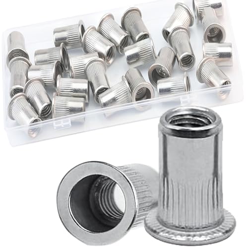 3/8''-16 UNC Rivet Nut, 25Pcs 304 Stainless Steel Flat Head Rivnut Threaded Insert Nutsert - color: Silver, size: 3/8''-16