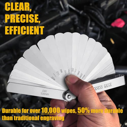 Hoiny 2pcs Feeler Gauges Set Stainless Steel, Spark Plug Gap Tool | 32 Straight & 16 Angled Blades, Dual Marked SAE/Metric Wider Range, Filler Gauges Kit for Valves, Automotive, Piston, Guitar