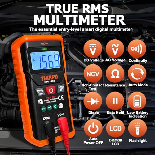 Digital Multimeter 4000 Counts with NCV, Automotive Multimeter Tester for AC/DC Voltage, Resistance, Continuity with Backlight and LCD, Auto-Ranging Voltmeter with Manual Mode