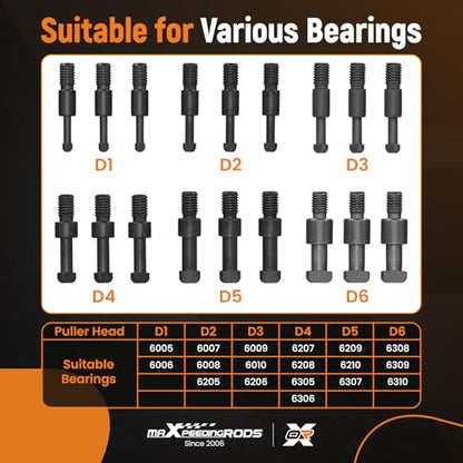 maXpeedingrods 21 in1 Bearing Puller Kit, Bearing Removal Tool, Bearing Separator Set, Bearing Disassembly Gear Puller w/ 3-jaw Hooks and 6 Sizes Red Steel Inner Hole Extractor - style: 3 Jaw Puller