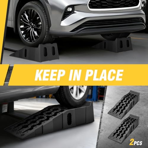 DNA Motoring 6.7" Car Lift Ramp, 9.6" Working Width, 2-Pack Vehicle Parking Ramp Stand - 7.2T G.V.M Capacity, Multifunctional Portable Ramp for Car Service, TOOLS-00816 - size: 35.75"L x 12.13"W x 8.66"H