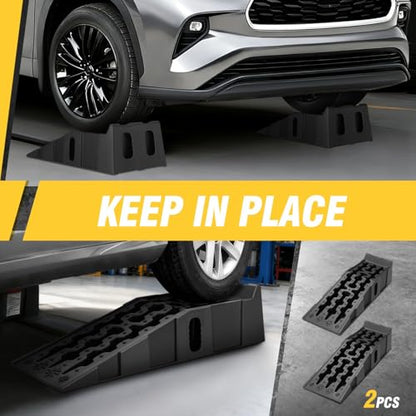 DNA Motoring 6.7" Car Lift Ramp, 9.6" Working Width, 2-Pack Vehicle Parking Ramp Stand - 7.2T G.V.M Capacity, Multifunctional Portable Ramp for Car Service, TOOLS-00816 - size: 35.75"L x 12.13"W x 8.66"H