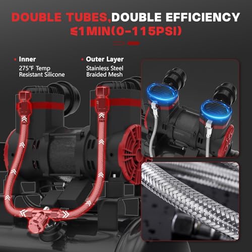 12 Gallon Ultra Quiet Air Compressor with 2 Quick Couplers 2HP 8.75 CFM, Max 115 PSI Pressure Oil-Free Air Compressor Tank, 70dB Quiet Compressor for Auto Repair, Tire Inflation 110V/60hz