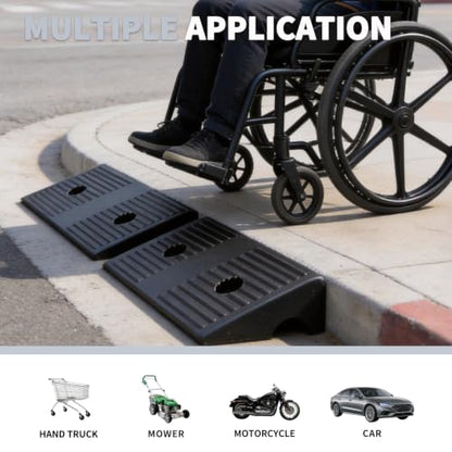 2.5 Inch Rise Rubber Curb & Threshold Ramp 2 PCS 16.93"x7.28" | 7000lbs capacity, suitable for driveway, sidewalk, shed entry, cars, motorcycles, lawn mowers, Durable, Sturdy - size: 2.5"Height