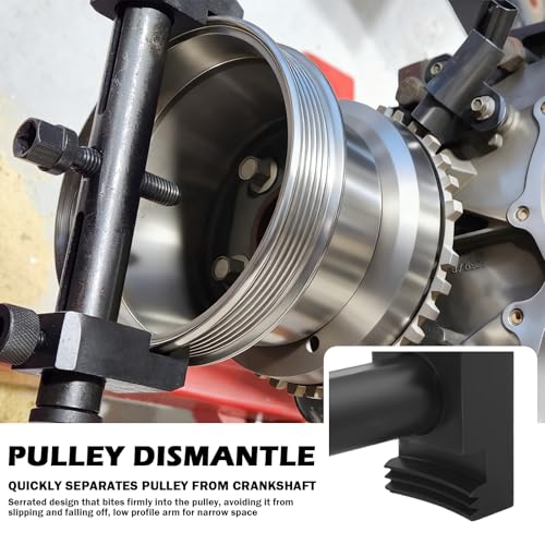 17mm Drive Pulley Puller Tool with Hexagonal Wrench,Heavy Duty Adjustable Crankshaft Pulley Removal Tool for 40-160mm,Professional Crank Pulleys Removal Tools for Crankshaft,Pump