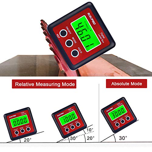 Digital Level Box Angle Gauge Protractor Inclinometer Bevel Box with Magnet Base & Large LCD Backlight, Calculating for Carpentry, Building, Masonry, Automobile - color: Red