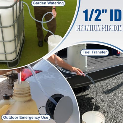 wadoy Siphon Hose Gas/Oil/Water/Fuel Transfer Siphon Hand Pump Self Priming Shaker Hose 6' (2 Pack)