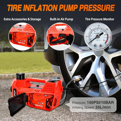 Nilight Electric Car Jack Kit 5 Ton 12V Hydraulic Car Jack with Impact Wrench, 3 in 1 Portable Electric Floor Jack with Tire Inflator Pump LED Light for Sedan SUV Truck Change Tire Garage Repair - size: 5 T w Impact Wrench