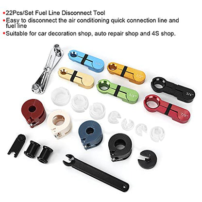 22Pcs Car Air Conditioning Hose Oil Fuel Pipe Line Disconnect Tool Kit, Vehicle Repairing Set, Wide Application for Car Decoration Shop, Easy Disassembly of Quick Couplings