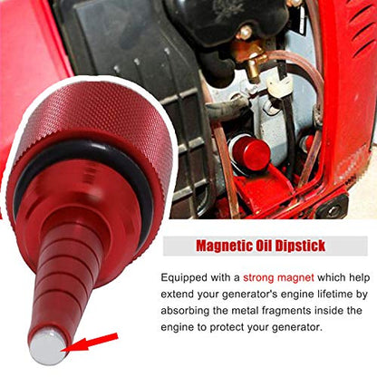 Upgrade Extended Run Fuel Gas Cap, Mess Free Oil Change Funnel & Magnetic Oil Dipstick Aluminum for Honda EU1000i EU2000i EU3000i Handi Generators | Red | 4 PACK