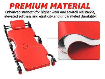 BESTOOL Mechanic's Creeper, 44inch Garage Creeper, 6 Sturdy Casters, Metal Frame Floor Creeper, 450LBS Capacity, Low Profile Design, Headrest,Red - color: Red-Metal frame, size: 44in