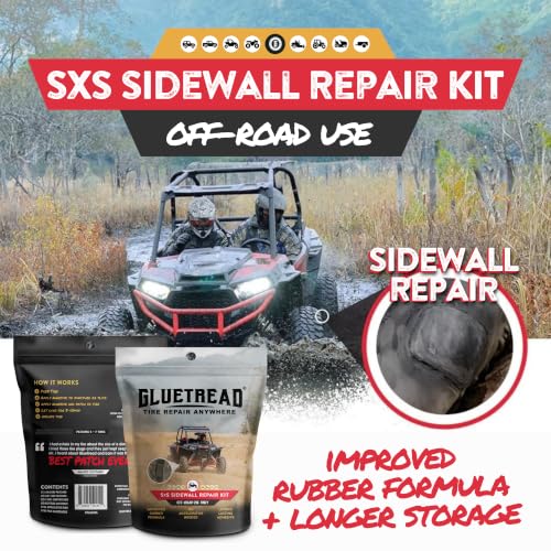 GlueTread SXS Sidewall Tire Repair Kit Tire Patch Kit - Off-Road Sidewall Reinforcement for UTVs - Durable Rubber Patches with Strong Bond - Easy Application, Fast Setting