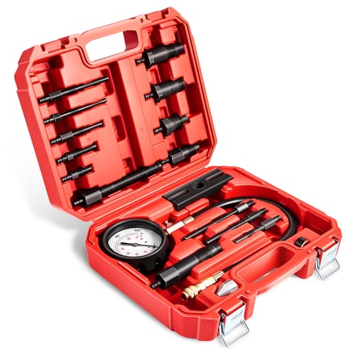 DNA Motoring TU-15B Diesel Engine Compression Gauge Tester with Gauge & Adapters, Cylinder Pressure Meter Teste Tool Kit for Trucks Cars, TOOLS-00336 - style: TU-15A Cylinder Pressure Teste