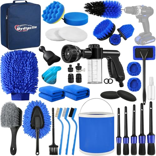 Qydipclin 41Pcs Car Detailing Kit, Car Detailing Brush Set, Car Wash Cleaning Kit, Car Detailing Brushes, Professional Car Care Kit for Interior Exterior Wheels, Blue - size: 41pcs