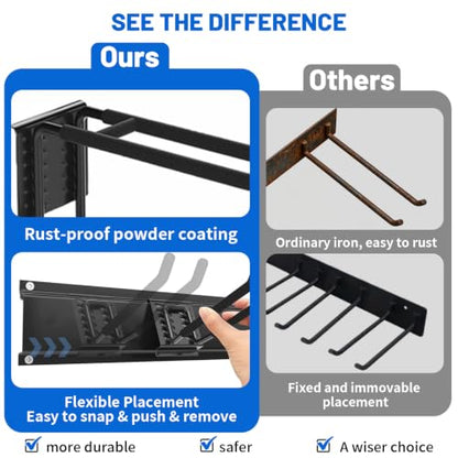 HoMaNa Garage Storage Tool Organizer, 15Pack Carries 600 lbs Garden Tool Organizer 48in with 8 Adjustable Heavy-Duty Hooks & 4 Straps Large Wall-Mounted Racks for Tool Storage Garage Organization