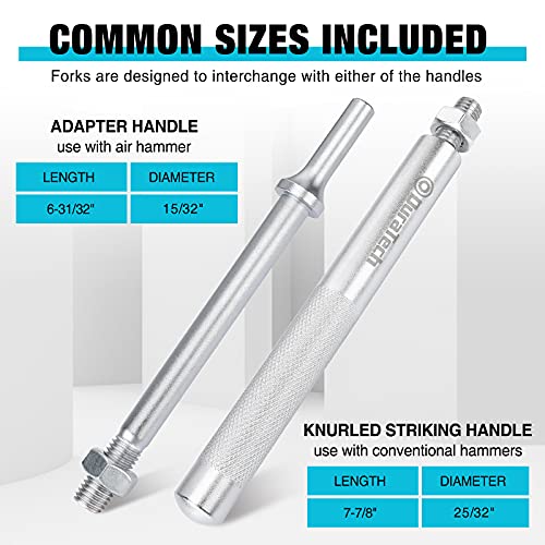 DURATECH 5-Piece Ball Joint Separator Set, Pickle Fork Tool Set | Tie Rod Removal Tool, 1-1/8", 15/16", 11/16", Ball Joint Fork for Cars and Light Vans, Air Hammer Compatible, with Suitcase