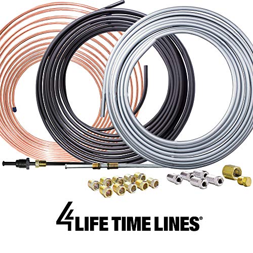 4LIFETIMELINES Copper-Nickel Alloy Non-Magnetic Brake Line Tubing Coils & Fitting Kits - Superior Anti-Rust Protection, 3/16 x 25 ft, Easy Bend & Install, 2 Full Kits for Complete Brake Line Repair - size: Pack of 2
