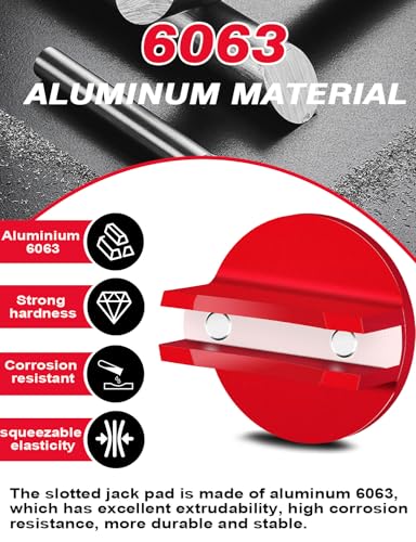 0.45'' Grooved Magnetic Jack Pad, 2PCS, Red | Aluminum Alloy, Universal, Pinch Weld Jack Pad, Floor Jack Adapter, Frame Rail Pretection - color: Red 2 Pack