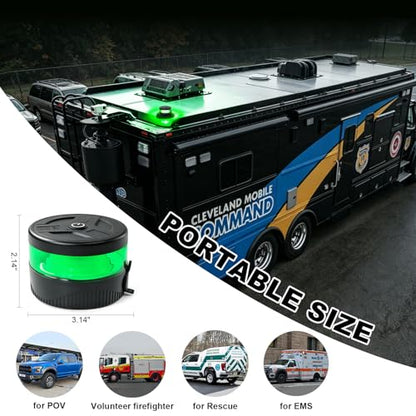 Magnetic Wireless Beacon Light, USB-C Rechargeable LED Strobe Lights for Truck, Mini Portable Flashing Emergency Safety Warning Light for Volunteer Firefighter POV EMS Responder IP67 Waterproof, Green - color: Green