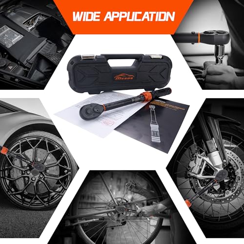 3/8-Inch Drive Torque Wrench, 5-45 Ft-Lb (6.8-61 Nm), 3% Accuracy, 72-Tooth Dual-Direction Mini Torque Wrench with Reversible Head, Quick Release, Dual Scale for Bike - size: 3/8”DR 「5-45 FT-LB」