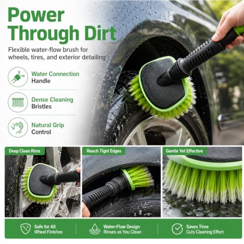 Car Detailing Kit Exterior, Car Wash Brush Kit with Long Handle 10pcs Set, Car Windshield Cleaner, Professional Car Care kits, Car Detailing Brush Set, Car Cleaning Drill Brush Kit with Extension Pole