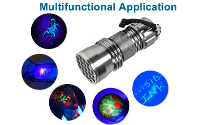 HQRP Professional 21 LED Flashlight - Blacklight for Detecting Uranium, Depression, Vaseline Glass