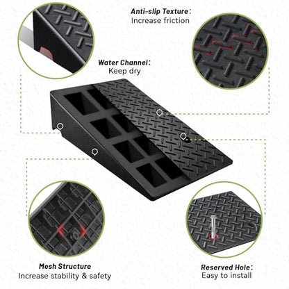 2 Pack Rubber Curb Ramps Driveway ramp, 7.1" H,19.7" L,31.5" W, Heavy Loading (7714LB)/3.5Ton Capacity, shed, Threshold, Motorcycle, Loading, Bikes, Wheelchairs Ramps - size: 7.1" Rise