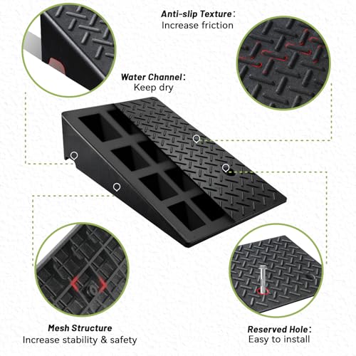 2 Pack Rubber Curb Ramps Driveway ramp, 8" H,19.7" L,31.5" W, Heavy Loading (7714LB)/3.5Ton Capacity, shed, Threshold, Motorcycle, Loading, Bikes, Wheelchairs Ramps - size: 8" Rise
