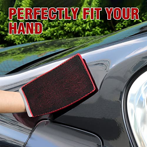 Tidy Monster 2 Pack Clay Bar Mitt for Car Detailing, Medium Grade Auto Magic Clay Towel, Scratch-Free and Paint Safe, for Cleaning Polishing Detailing Cars Paint, Glass, Wheels (Red) - color: Red