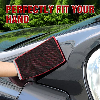 Tidy Monster 2 Pack Clay Bar Mitt for Car Detailing, Medium Grade Auto Magic Clay Towel, Scratch-Free and Paint Safe, for Cleaning Polishing Detailing Cars Paint, Glass, Wheels (Red) - color: Red