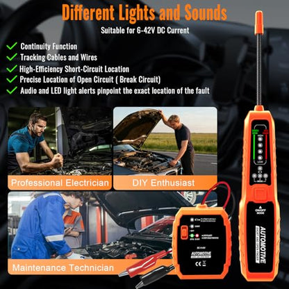 ATDIAG Automotive Wire Tracer & Electrical Tester – Open & Short Finder Tool, Circuit Breaker Tester, Fault Probe & Cable Tracker with Indicator Light DC 6-42V