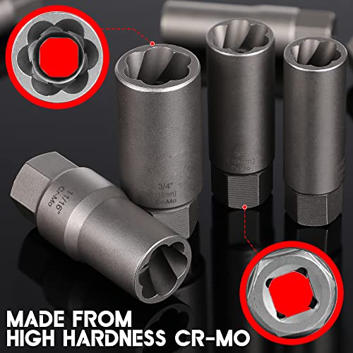 11-Pcs Spiral Deep Bolt Extractor Set, Stripped Bolt Remover Lug Nut Extractor Set, Stripped Lug Nut Remover for Broken Damaged Rounded-Off Bolts, Nuts, Bolts, Studs, Fittings, Threaded Tubes - size: 11Pcs