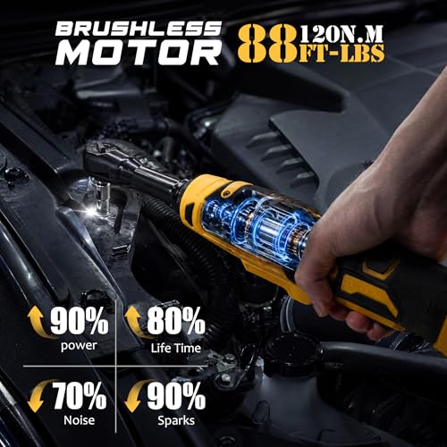 3/8" Electric Ratchet Wrench for DEWALT 20V Battery, 88Ft-Lbs | 6-inch Extended, 300RPM, Variable Speed, 8 Sockets,1/2" & 1/4" Adapters, 3" Extension Bar (Tool Only), for Engine Repair