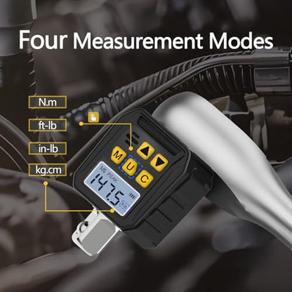 1/2” Drive Digital Torque Adapter, 7.38-147.5 Ft-lb/10-200 Nm Digital Torque Wrench Converter with 3/8" and 1/4" Adapters for Bicycle Motorcycle Car Repair - size: 7.38-147.5Ft.lb/10-200Nm