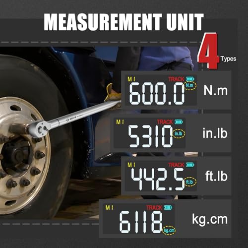 VANPO Digital Torque Wrench 3/4-Inch 22.1-442.5 Ft-Lb, for Trucks | 30-600Nm, ±2% Accuracy Heavy-Duty Electronic Torque Wrench with Triple Alert, Preset Memory for Heavy Automotive & Equipment - size: 3/4-inch 22.1-442.5 Ft-lb/30-600 Nm