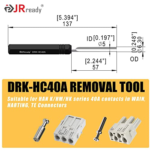 JRready ST5227 Extractor Tools KIT Solid Contact Extraction Tools Removal TE/AMP/HARTING D SUB series HAN series Heavy Duty Connector Terminals