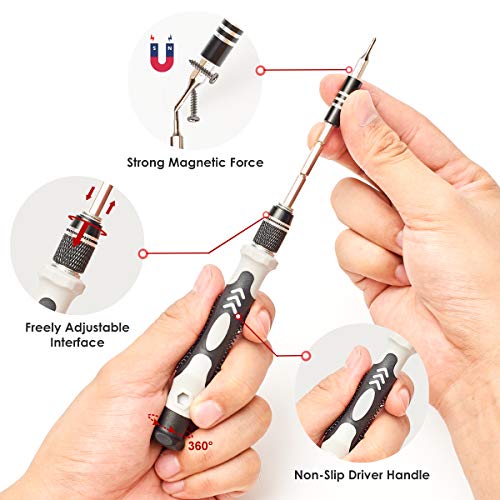 SHARDEN 122 in 1 Precision Screwdriver Set With CR-V Steel Bits(Grey) | Magnetic Repair Tool Kit with Case for Repair Computer, Phone, PC, Cellphone, Laptop, Game Console, Watch, Glasses etc - color: Grey