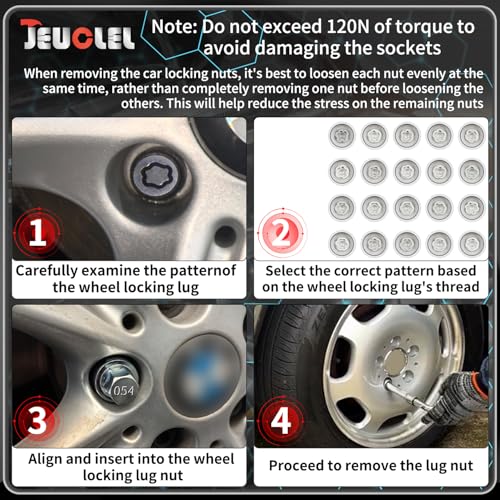 054 Wheel Locking Nut Key Socket Compatible with BMW Series, (Socket OD 29mm - ID 25mm), Wheel Anti-Theft Lug Nut Removal Tool, Anti-Theft Screw Remover - color: Socket 054