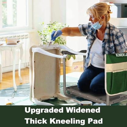 Aimerla Foldable Garden Kneeler Seat Heavy Duty [Upgraded Widened Thick Kneeling Pad] Gardening Stool with Large Tool Bags with Pockets - Portable Garden Bench Gardening Gifts for Parents - size: K3-Dark green