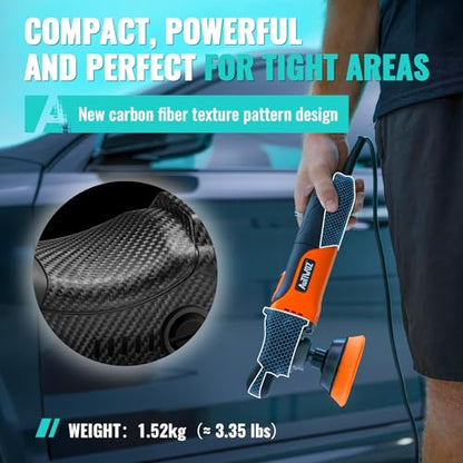 AUTIWOZ Mini Buffer Polisher, Rotary Car Buffer and Polisher Kit 6 Speeds, 1" /2" /3" Base Pads M14 Thread Extension Shaft for Car Boat Sanding Polishing and Waxing, W03